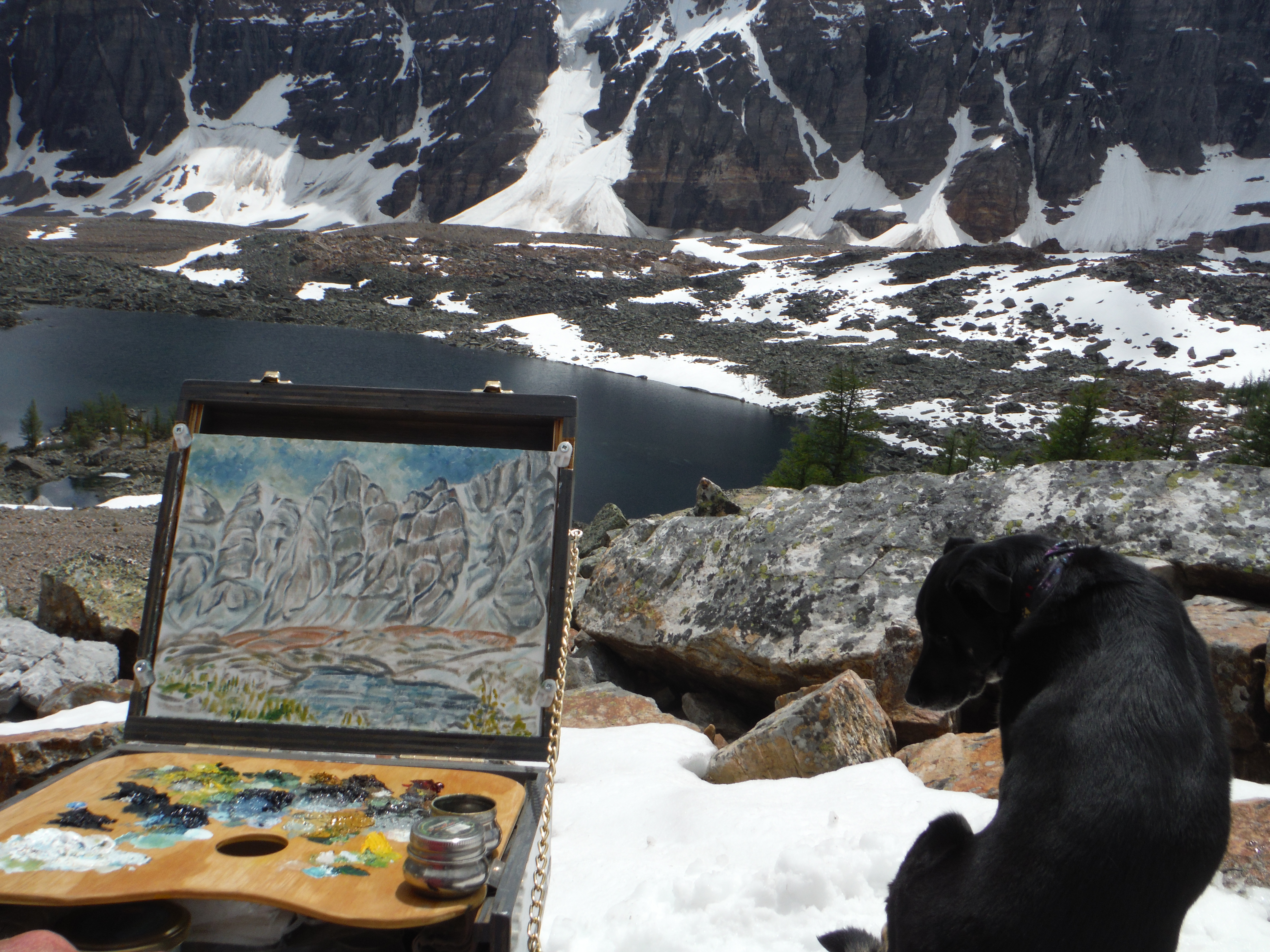 plein air painting Eiffel Lake Moraine Lake Valley of the Ten Peaks